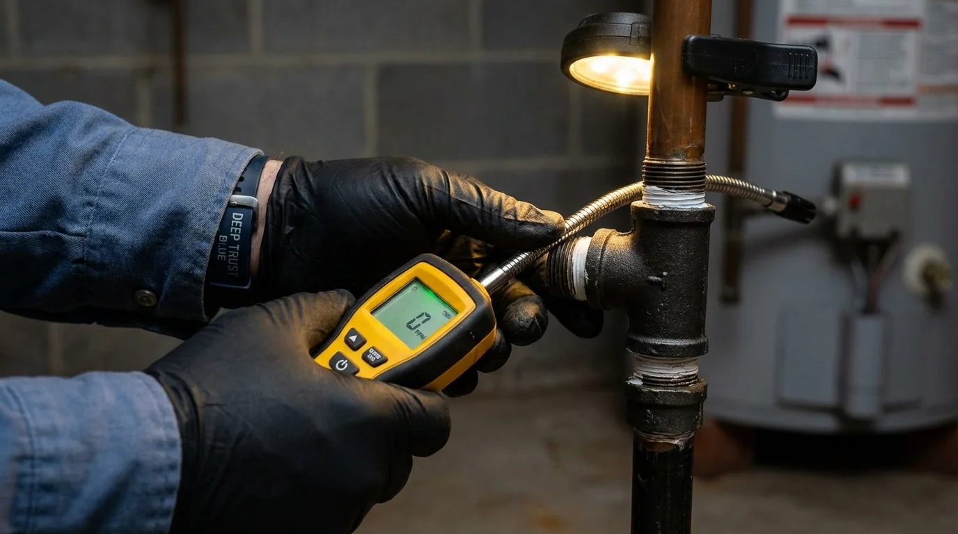 Gas leak detection with electronic sniffer by Johns Plumbing LLC in Dubois